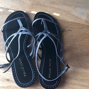 Pelle Moda pewter embellished sandals